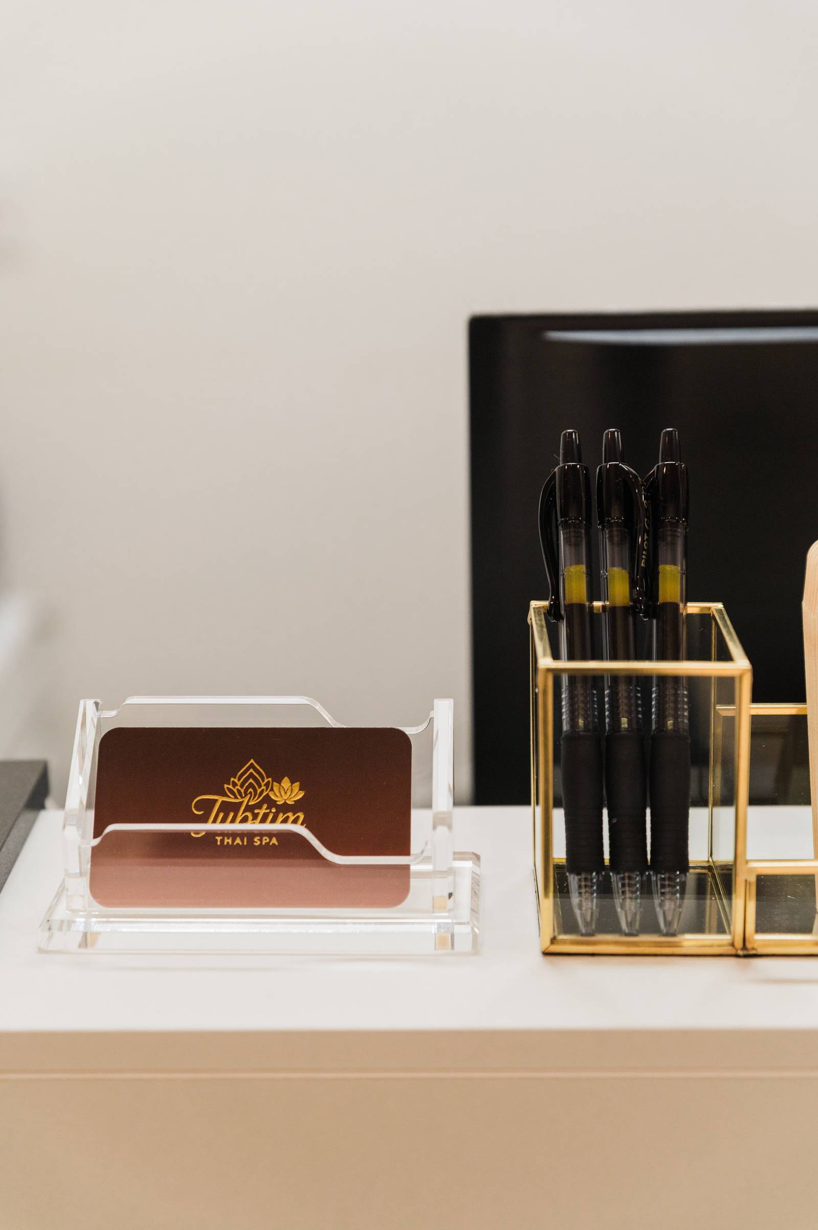 Reception desk with welcoming staff area